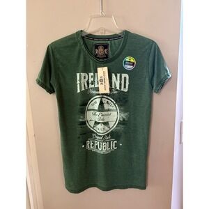 New Irish Connexxion Ireland Republic Burnout Graphic Shirt Green Melange Small
